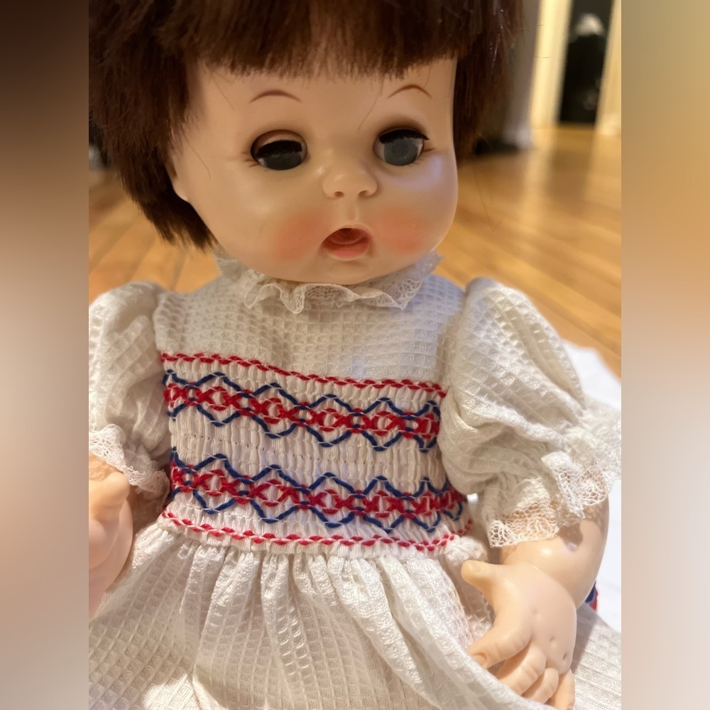 Vintage 1968 Affanbee Doll Rare Brown Hair Red Cheeks 18” Long - Picture 3 of 8